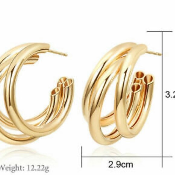 New 18k gold/White gold plated Earrings - Picture 4 of 13